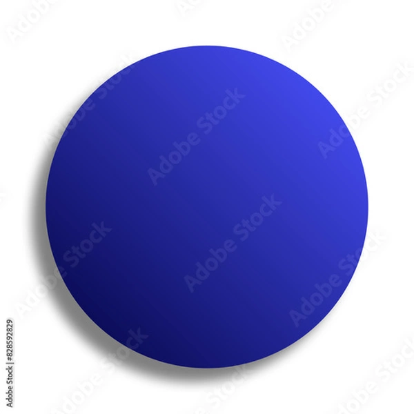 Fototapeta blue button on transparent background. Blue circle with shadow. Round circle badge for mock