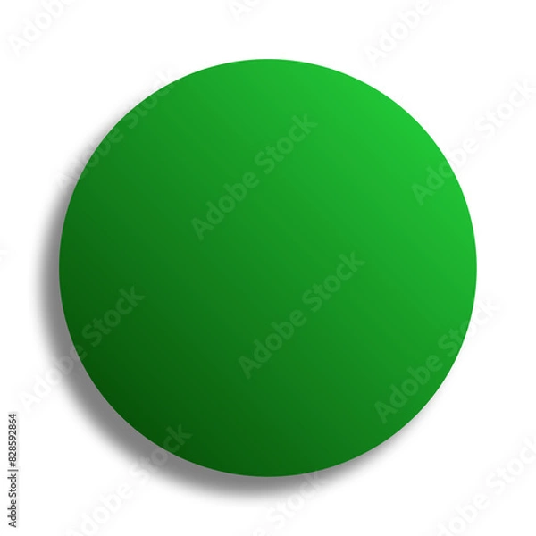 Fototapeta Green circle with shadow on transparent background. Green button PNG.