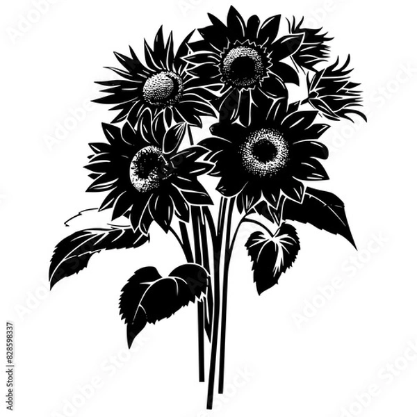 Fototapeta sunflower silhouette, sunflower svg, sunflower png, sunflower illustration, sunflower , silhouette flower, floral svg, herb svg, flower illustration, flower, floral, vector, nature, illustration, spri