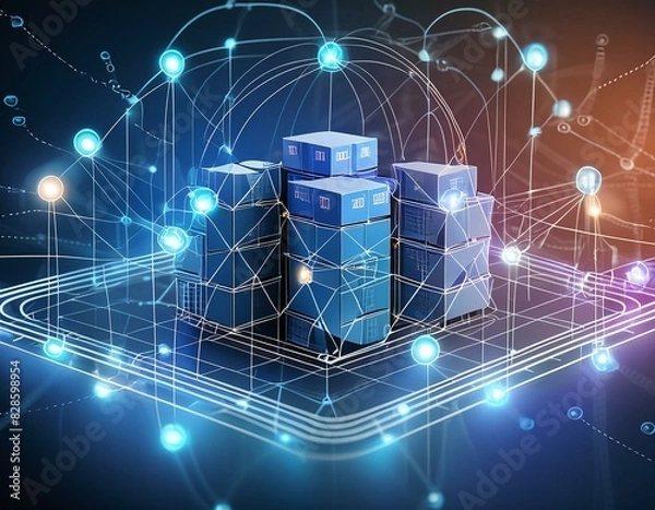 Fototapeta AI-Enabled Logistics Network Distribution Technology for Optimized Supply Chain Management