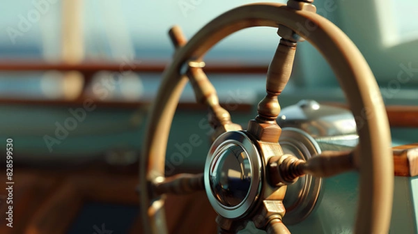 Fototapeta Steering wheel, a metaphor for controlling the direction of an organization