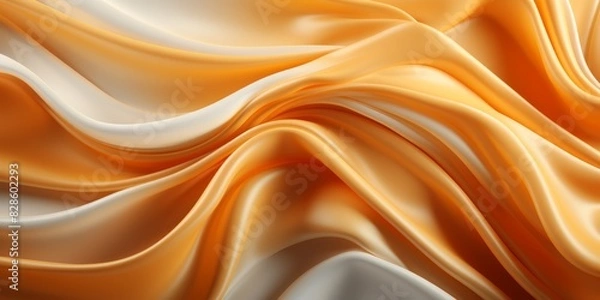 Fototapeta Close-up of golden silk fabric with beautiful shimmery texture and smooth folds, perfect for luxury themes. High quality photo