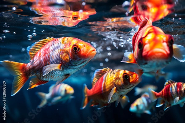 Fototapeta fish swimming in aquarium generate by AI