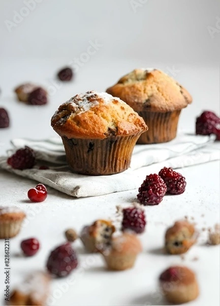 Fototapeta blueberry muffins on table