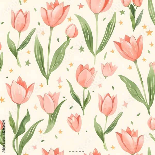 Fototapeta cute pattern with tulips