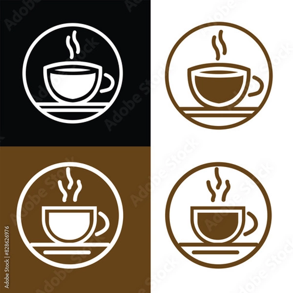 Obraz Coffee cup vector icons set. Coffee cup icon, cup of coffee icon vector design template.