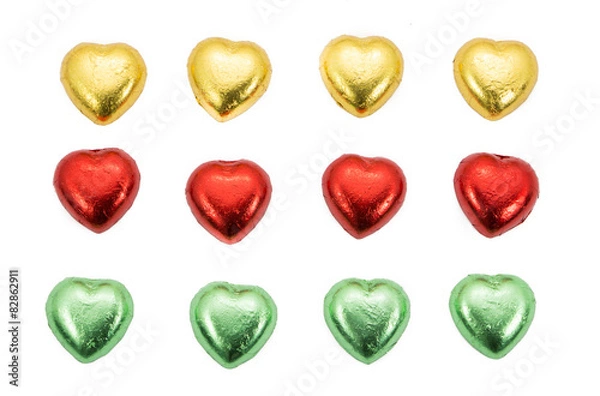 Obraz chocolate hearts candies on white