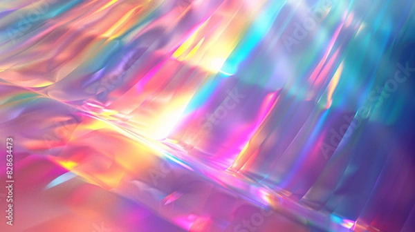 Fototapeta Abstract background with holographic rainbow-colored reflections