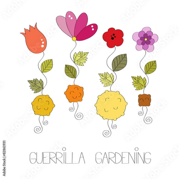 Obraz Guerrilla gardening vector illustration 