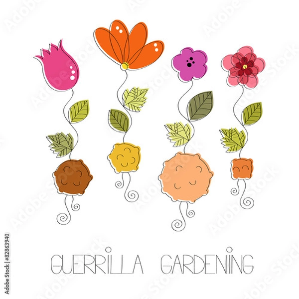 Obraz Guerrilla gardening vector illustration 