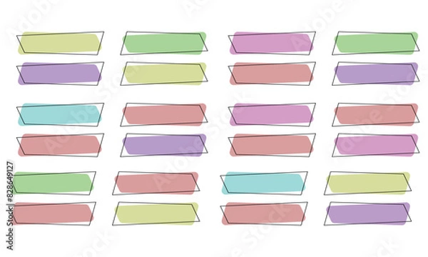 Fototapeta Flat linear promotion ribbon banner, scroll, price tag, sticker, badge, poster. Vector illustration