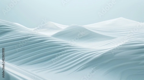 Obraz A light blue gradient background with undulating sand dunes in a minimalist style.