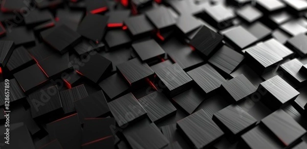 Obraz a black background with an elegant abstract geometric square shape. can be used as a background for posters, banners, promotional media, wallpaper and others.