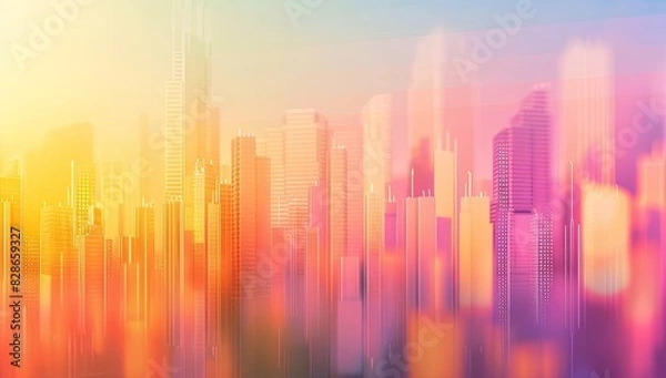Fototapeta Abstract Skyline with Colorful Gradient