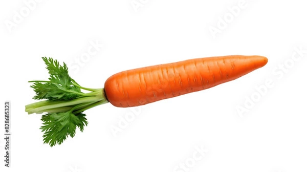 Fototapeta Fresh raw organic carrot on white isolated on clear png background and transparent background. Vegetable and food concept for health, AI generative.	