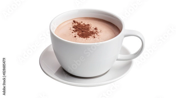 Fototapeta Hot Chocolate on white isolated on clear png background and transparent background. food drink and dessert concept for cafe and restaurent, AI generative.