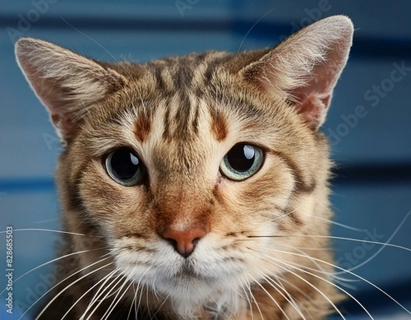 Fototapeta An old sick cat looking with upset face, it is nearly dying