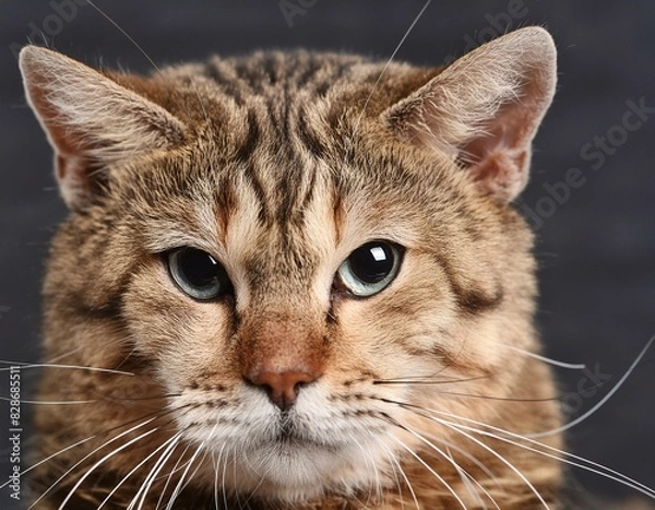 Fototapeta An old sick cat looking with upset face, it is nearly dying