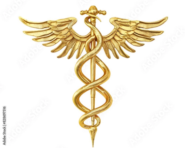 Obraz caduceus symbol in the style of detailed hyperrealism