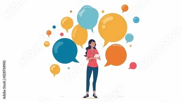 Fototapeta Imagine a flat design of an HR manager addressing employee concerns