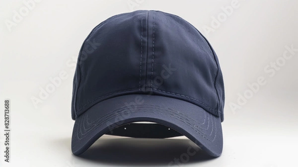 Obraz plain dark blue baseball cap front view on a white background without logos and drawings