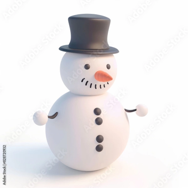 Fototapeta snowman icon in 3D style on a white background