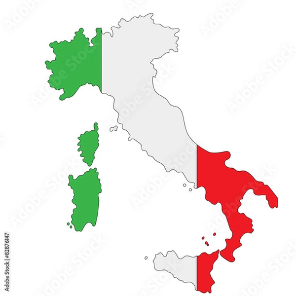 Obraz Map of Italy painted in national colors