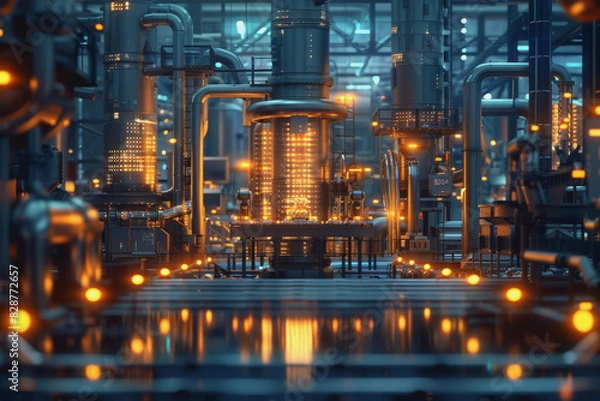 Fototapeta Industrial Revolution 4.0 through automatic information exchange in production technology.