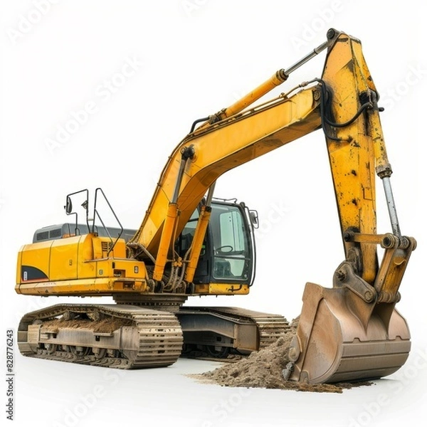 Obraz brand new excavator isolated on white background