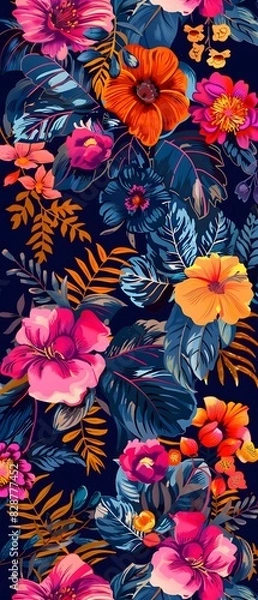 Fototapeta "Bright neon patterns inspired by 1980s retro design"