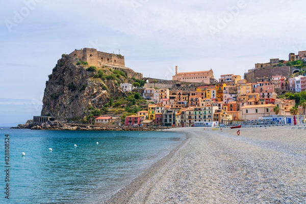 Obraz View of the beautiful seaside village Scilla in Calabria, Italy.