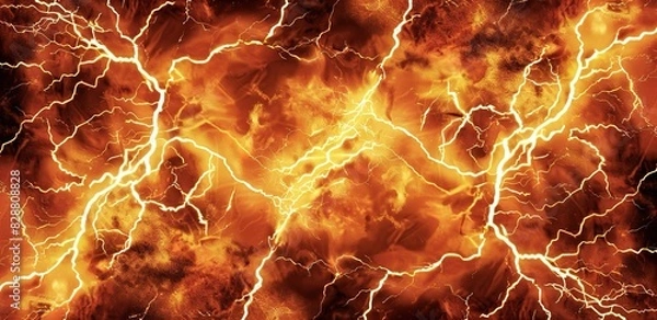 Obraz A black background with orange flashes of lightning or electricity