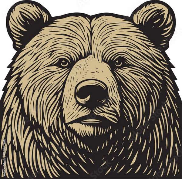 Obraz Woodcut Style Bear Face - Vector