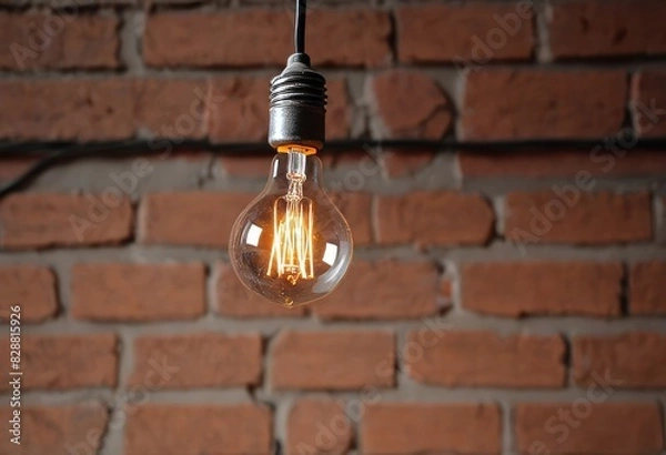 Fototapeta light bulb on brick wall