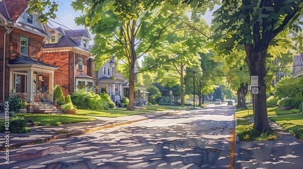 Fototapeta 住宅街・水彩