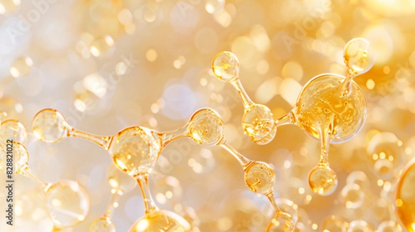 Obraz A macro shot of niacinamide molecules merging with skin cells, showing a smooth, hydrated complexion