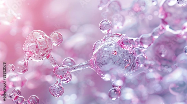 Obraz A macro shot of niacinamide molecules merging with skin cells, showing a smooth, hydrated complexion