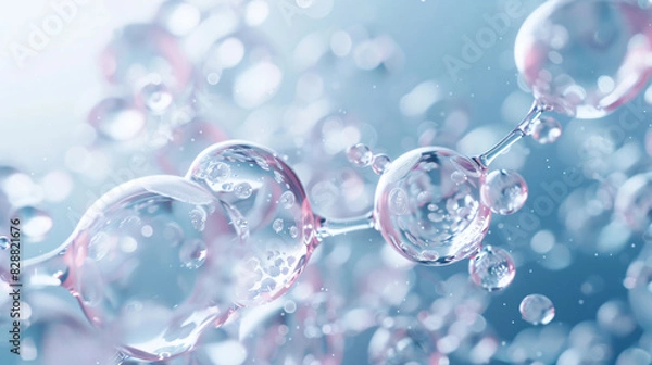 Obraz A macro shot of niacinamide molecules merging with skin cells, showing a smooth, hydrated complexion