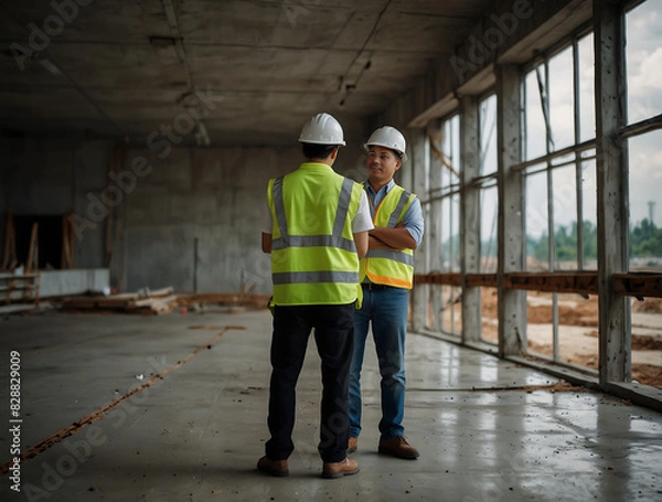 Obraz Construction wokers meet each other 