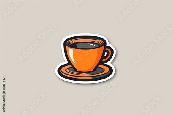 Fototapeta Simple yet stylish orange espresso cup, ideal for a vibrant morning start
