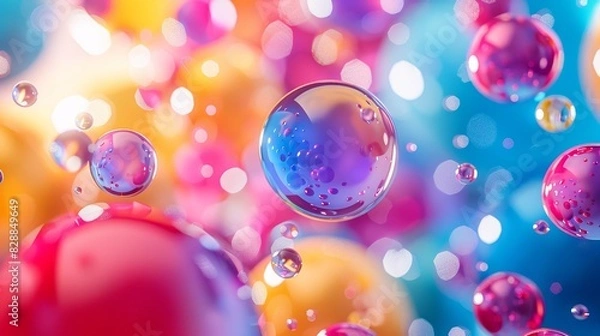 Fototapeta Energetic Sphere Trio: Playful Three-Dimensional Spheres Float in Vibrant Colors on Bright Background