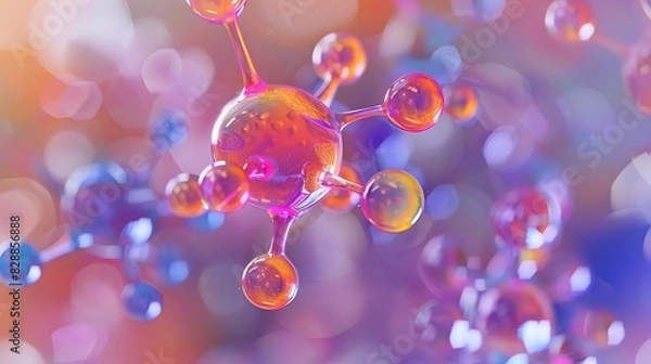 Fototapeta Detailed 3D Molecular Formula Breakdown into Constituent Elements