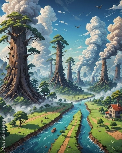 Fototapeta Military conflicts cause global warming.