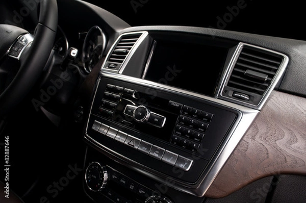 Obraz Screen multimedia system. Modern car dashboard. Interior detail.
