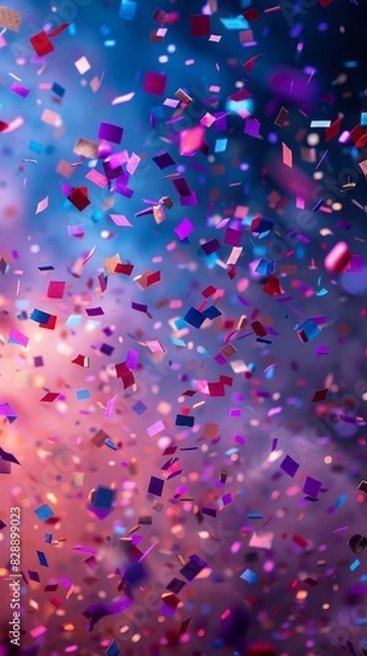 Fototapeta A vibrant mix of confetti soaring through the air at a festive celebration