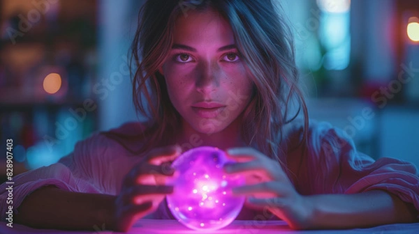 Fototapeta portrait of a Fortune teller and crystal ball