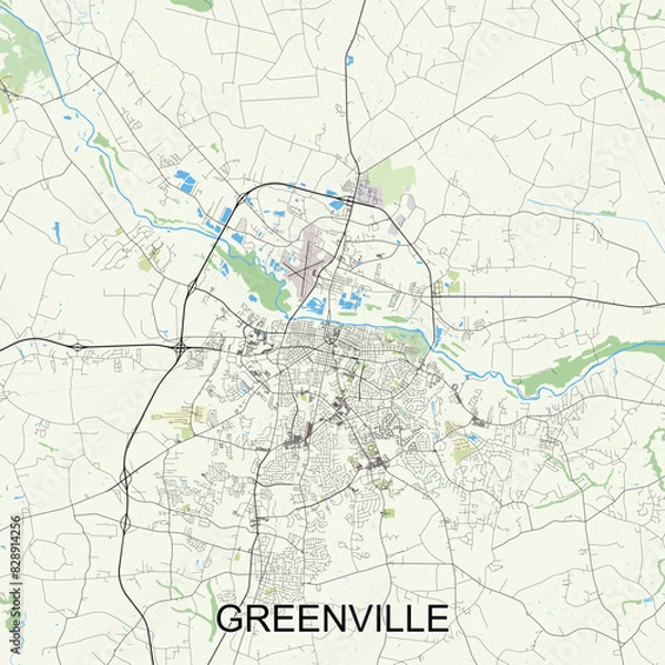 Fototapeta Greenville, North Carolina, United States map poster art