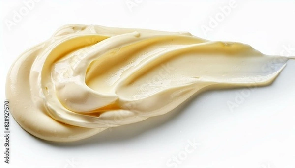 Fototapeta Mayonnaise spread isolated on white, top view, with clipping path 