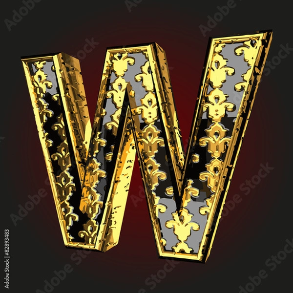 Fototapeta w vector black letter with gold