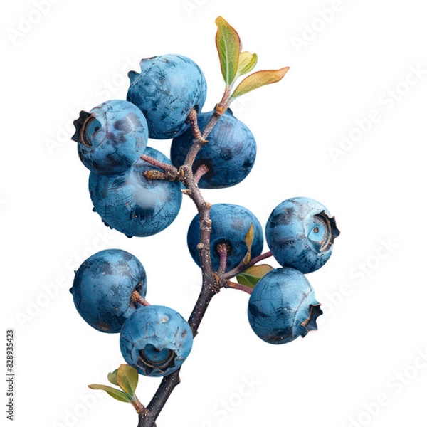 Fototapeta Group of fresh blueberries isolated on transparent background